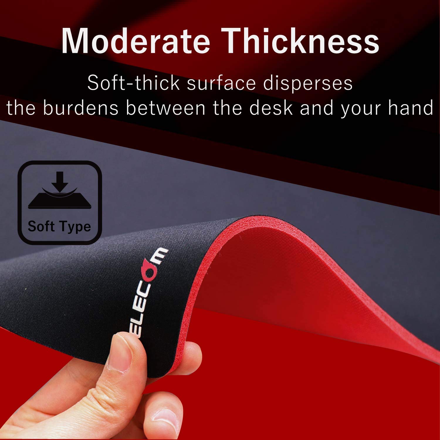 ELECOM Gaming Mouse Pad DUX Medium Size/Precise Control/Non-Slip Rubber Base/Anti Skid Black MP-DUXSBK