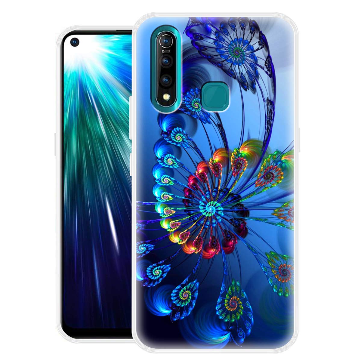 Fashionury Blue Spiral Designer Soft Silicon Back Cover for Vivo Z1 Pro