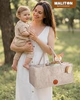 Maliton Nappy Caddy Newborn Essentials Diaper Organizer Khaki 15.3x9.3x7 in view 8