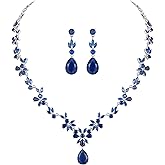 Hadskiss Jewelry Set for Women, Necklace Dangle Earrings Bracelet Set with White AAA Cubic Zirconia, Allergy Free Wedding Party Jewelry for Bridal Bridesmaid