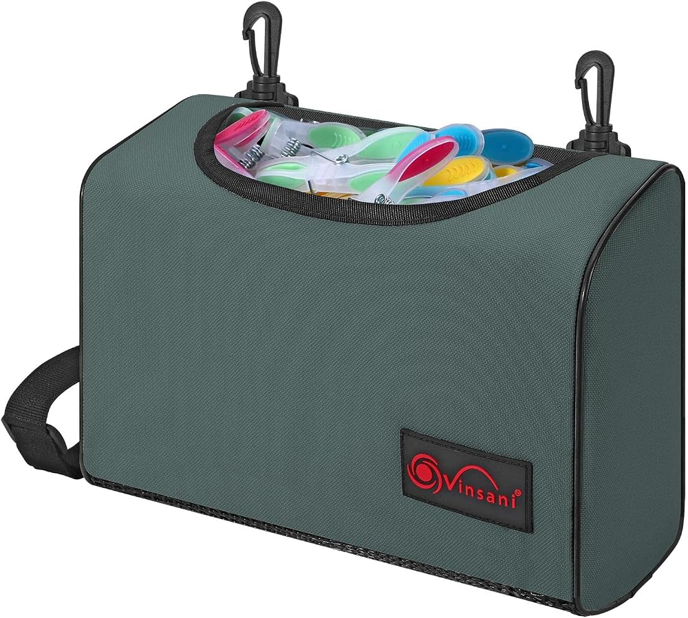 Vinsani Clothes Peg Bag Premium Waterproof Wearable Storage Organiser Grey