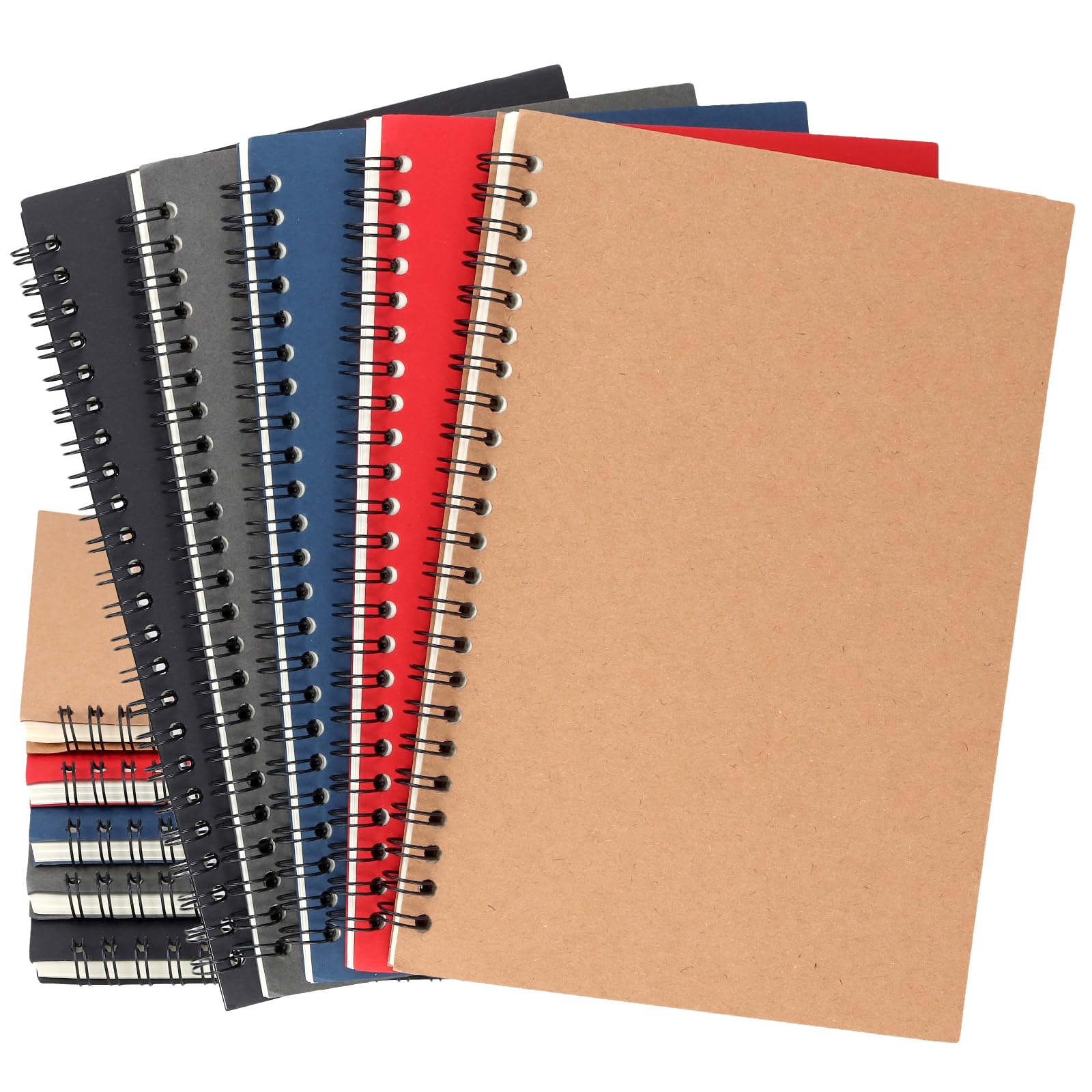 HEIHAK 10 Pack A5 Kraft Cover Notebook, 21 x 14 cm Spiral Bound Notebook 50 Sheets 100 Pages A5 Spiral Notebooks for Travel School, Family, Office