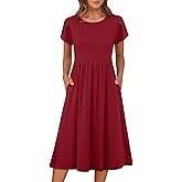 ANRABESS Women's Summer Short Sleeve A-Line Midi Dresses Casual Floral T-Shirt Dresses Flowy Beach Sundress with Pockets