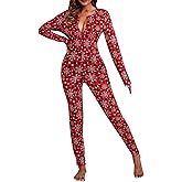 Piacakece Women's Long Sleeve Jumpsuit Pajamas One-piece Bodycon Bodysuit Romper Sleepwear