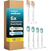 Philips Sonicare Replacement Brush Heads, 6-Pack, 18 Month Supply, White | 2000% More Plaque Removal&sup1;, 100% More Stain Removal&sup2;, BrushSync Reminder, Up To 62,000 Bristle Movements Per Min, BD9003AZ