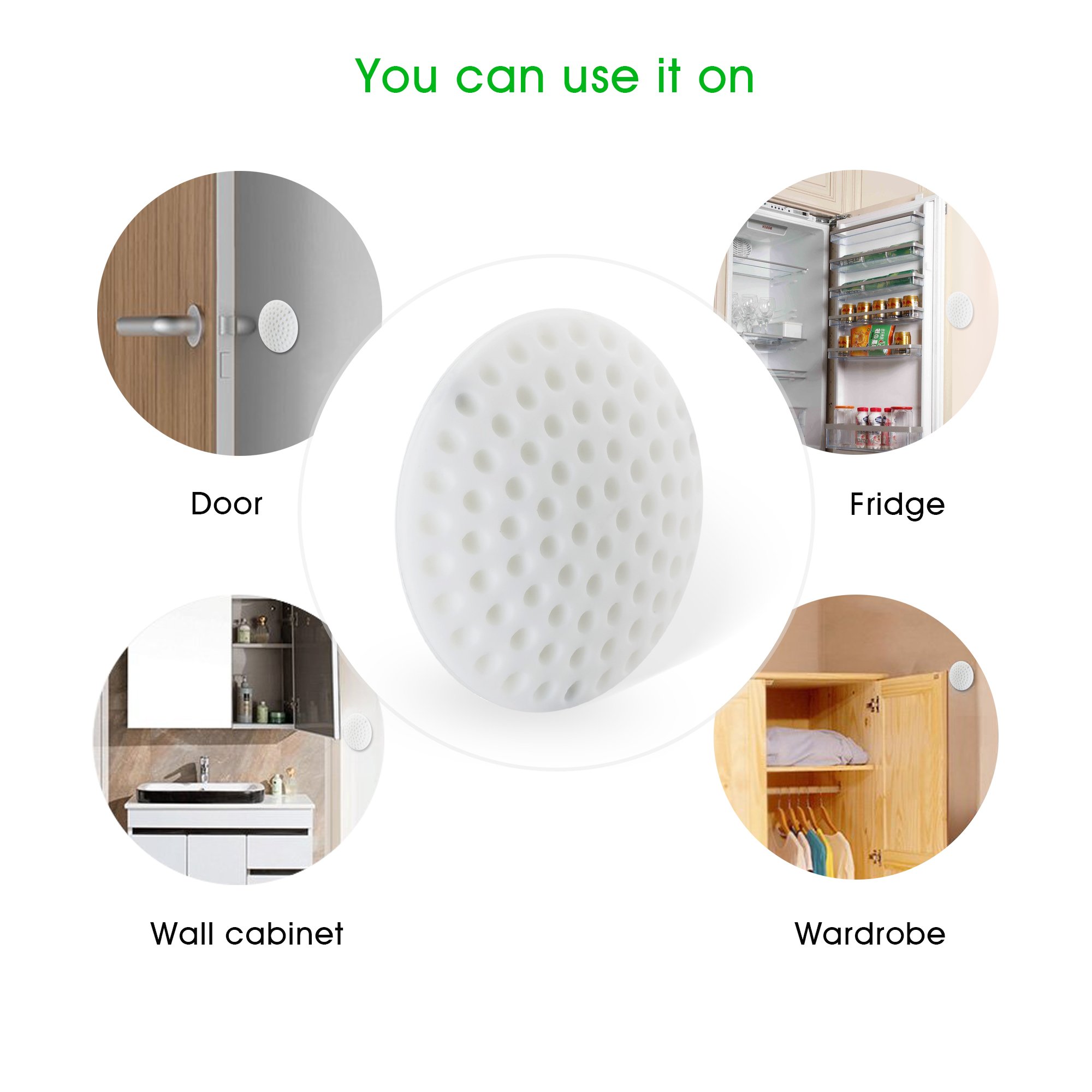 Door Stopper Set Heavy Duty Door Stop Wedge Rubber with 2 Pcs Finger Pinch Guard + 2 Pcs Self-Adhesive Door Knob Wall Protector Work On All Floor Surface