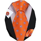 Barry.Wang Fun Animal Ties for Men Designer Handkerchief Cufflink WOVEN Casual Necktie Set Festival