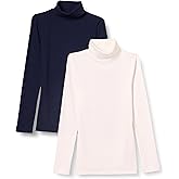 Amazon Essentials Women's Slim-Fit Layering Long Sleeve Knit Rib Turtleneck Top (Available in Plus Size), Pack of 2