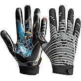 ROCKBROS Football Gloves for Men & Youth - Multi-Sport Grip Boost Gloves with Full Palm PU, Breathable Back & Silicone Protection for Football, Baseball, Soccer - Receiver & Rival Style
