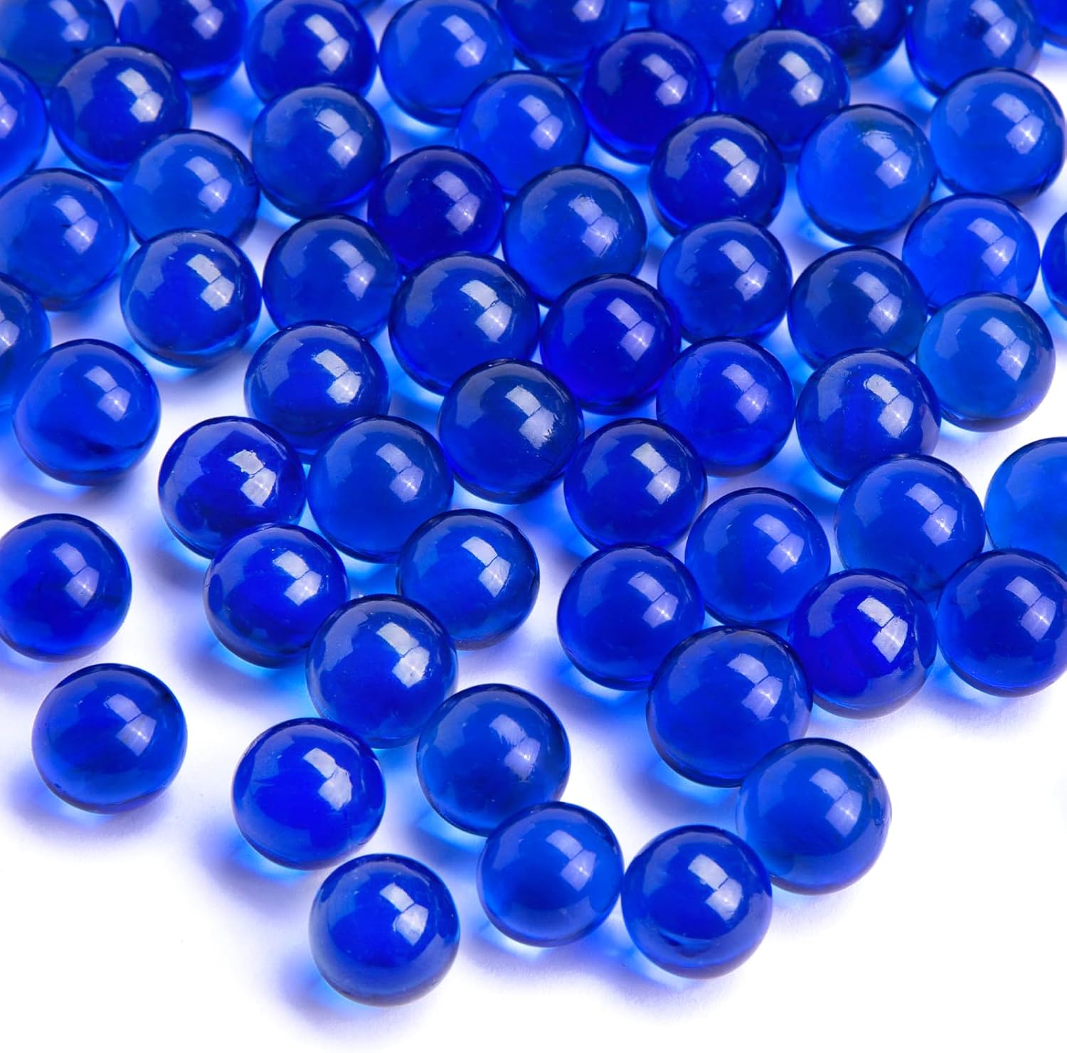 Vase Fillers - FUTUREPLUSX Blue Glass Marbles, 1LB Blue Round Marble Beads Vase Fillers Decorative Glass Gem Pebbles for Aquarium Decoration Collectibles Marble Games