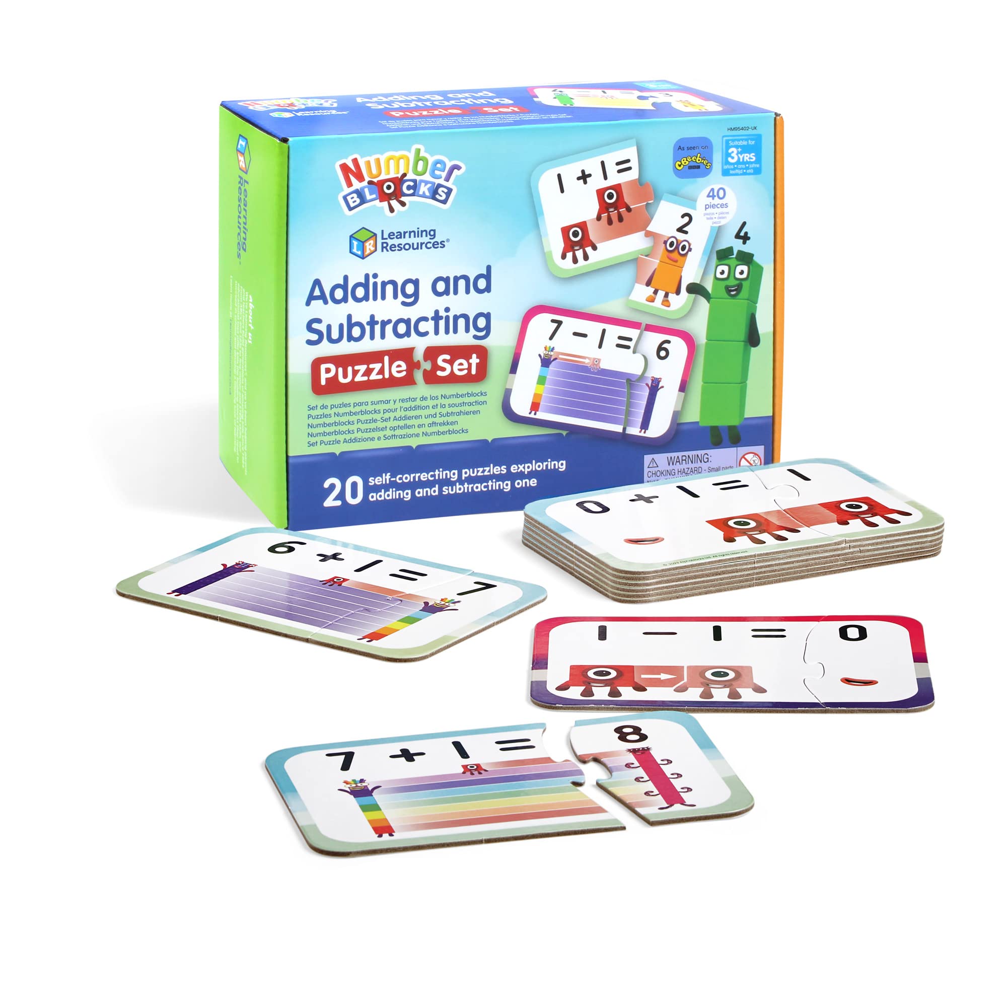 Learning Resources Numberblocks Adding & Subtracting Puzzle Set, Ages 3+, 20 Self-Correcting Maths Puzzles, Based on TV Series