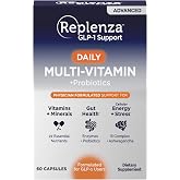 Replenza Advanced Formula Multivitamin &ndash; Daily Essential Vitamins and Minerals + Probiotics for GLP-1 Support, Gut Health, Stress &amp; Cellular Energy Support 60 Capsules