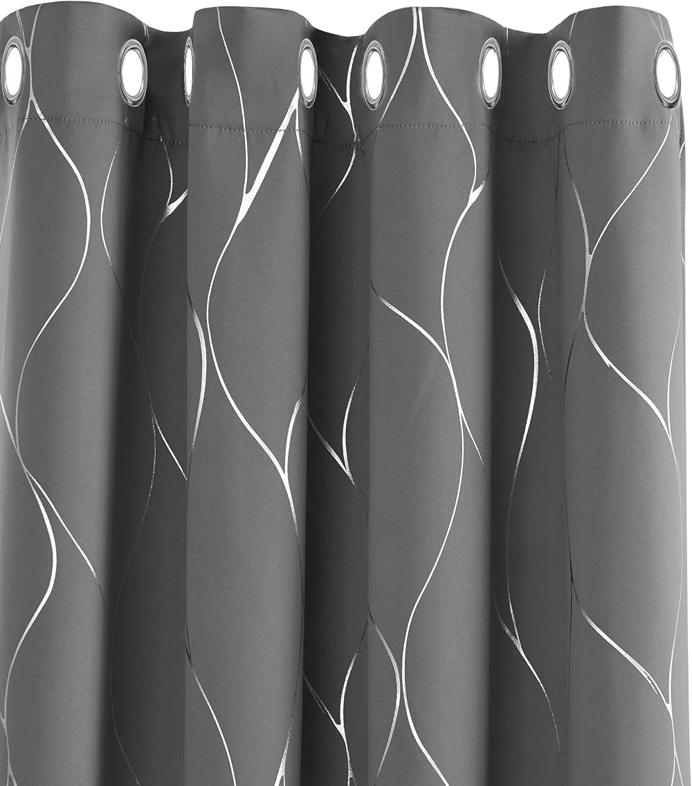 Deconovo Blackout Curtains Thermal Insulated 46x54 Inch Grey 2 Panels