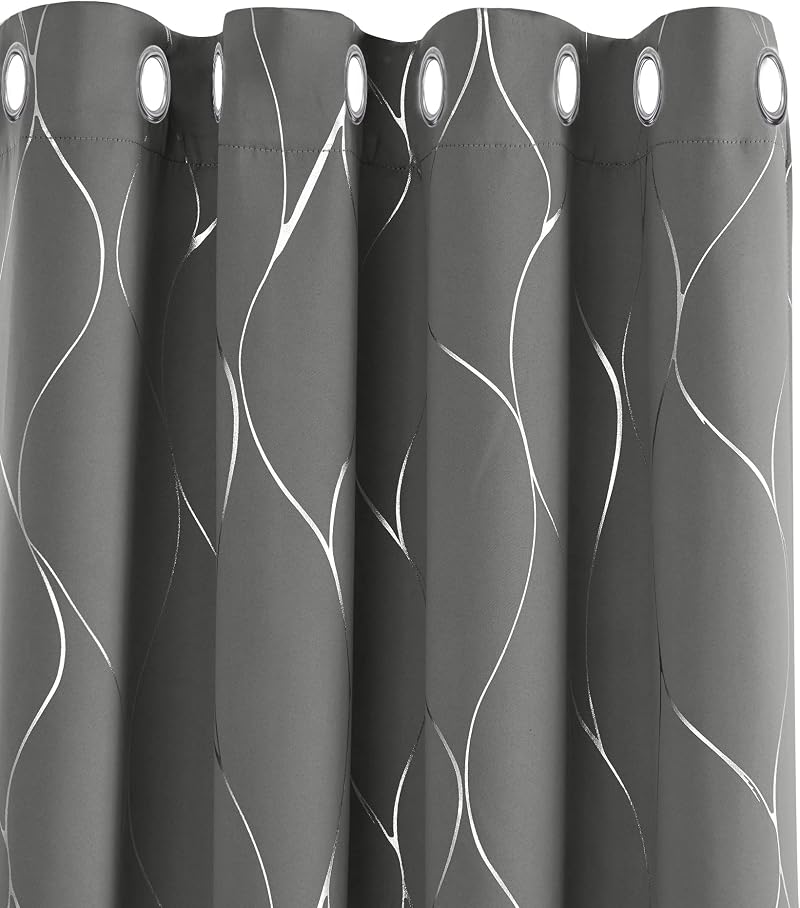 Deconovo Blackout Curtains Thermal Insulated 46x54 Inch Grey 2 Panels