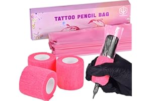 TROYTATU POSEIDON 3Pcs Tattoo Grip Wrap Roll Bandage and 200Pcs Tattoo Machine Covers Disposable Tattoo Machine Bag, Tattoo Accessories Set Tattoo Pen Bag Tattoo Accesories Supply Tattoo Supplies