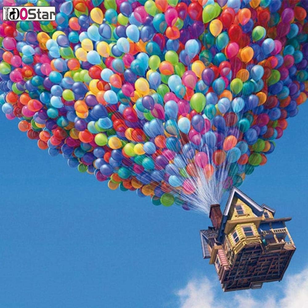 Luckykyky 5D DIY Diamond Painting Mosaic Oil Painting Colorful Balloons and House Paint by Number Kit Image Drawing On Canvas by Hand Crafts Sewing Frameless 40X50Cm