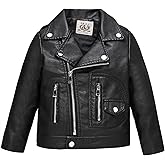 LOKTARC Boys Girls Faux Leather Jacket for Kids Motorcycle Biker Leather Jackets