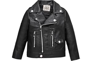 LOKTARC Boys Girls Faux Leather Jacket for Kids Motorcycle Biker Leather Jackets
