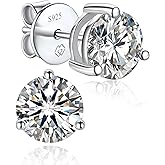 MomentWish Stud Earrings for Women, Moissanite Earrings for Men, 14K Gold/White/Rose Gold Plated 925 Sterling Silver Studs Anniversary Birthday Christmas Gift for Wife Mom Girlfriend