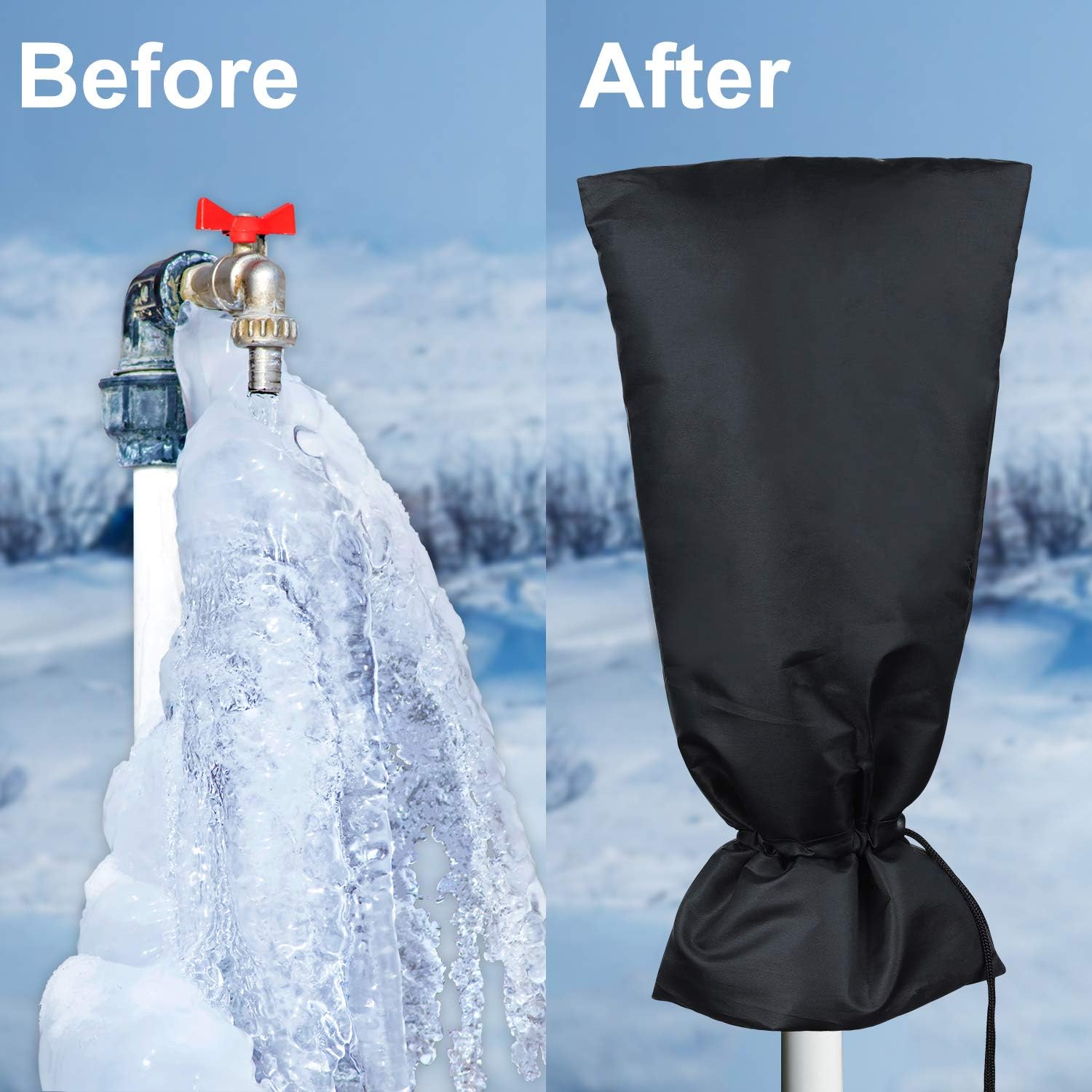 HOMMAND Large Outdoor Faucet Cover for Winter, 1 Pack Thickened Anti-Frozen Waterproof Outdoor Faucet Protector, 19.7" H x 9.8" W (Universal): Home Improvement