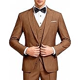 YFFUSHI Men's 3 Piece Suit Sets Slim Fit One Button Blazer with Vest & Pants, Professional Business Wedding Suits