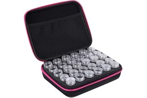 AUNMAS 30 Slots Diamond Painting Storage Case, DIY Art Craft Storage Containers, Diamond Embroidery Painting Accessories Shock Jars for Jewelry Beads Charms Glitter Rhinestones (Black)