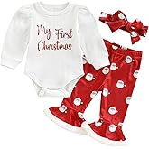 Kiluex My First Valentines Day Toddler Baby Girl Outfit Red Heart Long Sleeve Romper and Flare Pants Infant Clothes