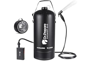 DR.PREPARE Portable Shower for Camping, 4/5 Gallons Camping Shower Bag, Portable Outdoor Shower with Pump for Hiking, Climbing, Pet Cleaning, Car Washing, Beach & Emergency