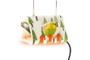 GIFANK Winter Warm Heated Bird Nest House Thermostatically Bird Warmer Hanging Bird Hammock Parakeet Nest Sleeping Bed Plush Fluffy Birds Hut for Budgies, Parakeets, Lovebirds,Cockatiels