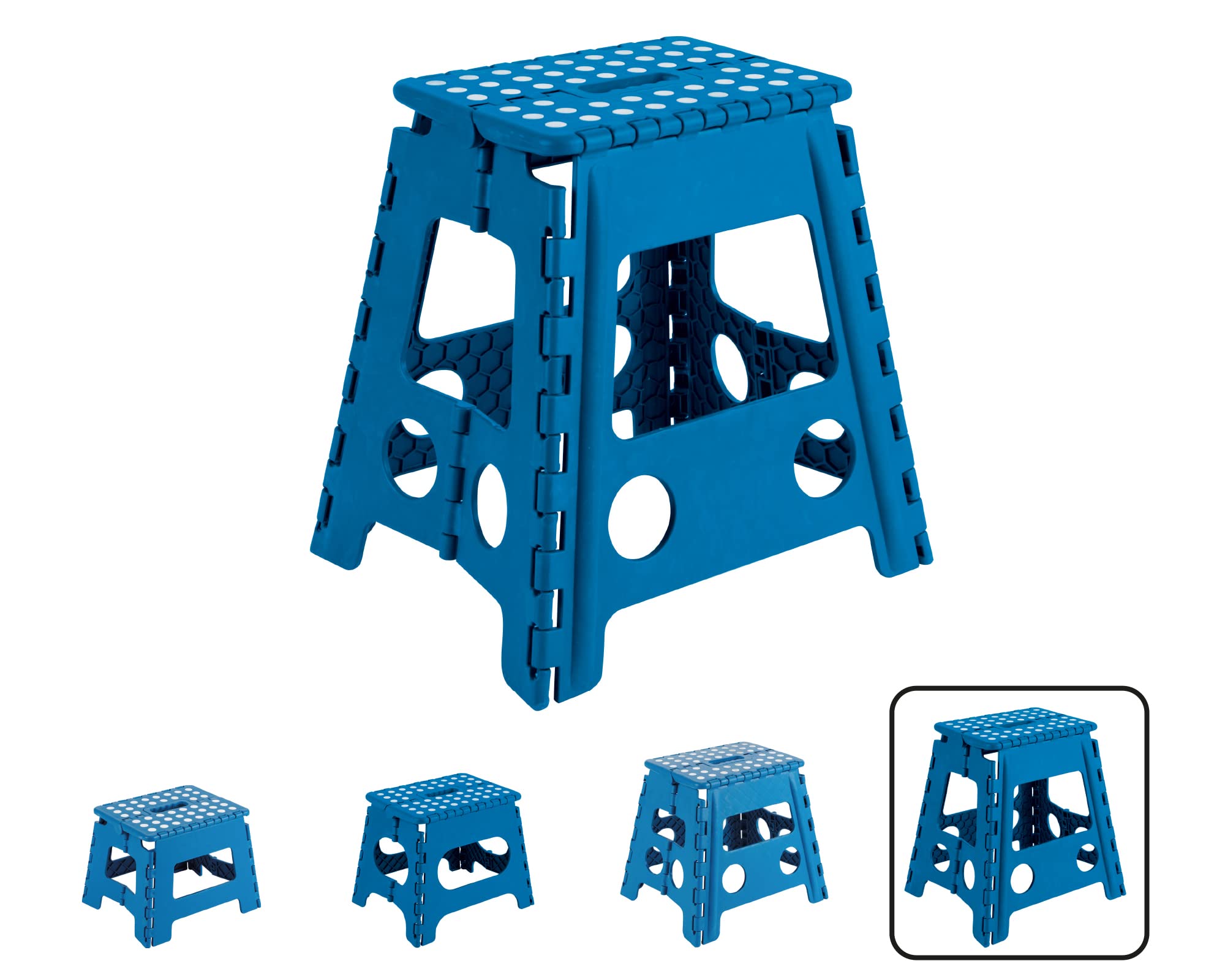 ARREGUI TB-039-A Small Folding Stool for Children and Adults Portable and Foldable Folding Stool 150 kg Load Capacity Stool for Kitchen Bathroom Camping Garden 39 cm High Blue