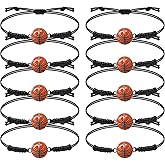 Honbay 10PCS Adjustable Braided Rope Basketball Charms Bracelets Enamel Alloy Basketball Woven Cord Bracelets Inspirational Sports Ball Bracelets for Sport Team Sports Party Favors (B)