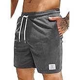 JMIERR Men's Corduroy Shorts Casual Elastic Waist Drawstring Lightweight Summer Beach Shorts