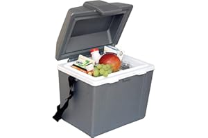 Koolatron Electric Portable Cooler Plug in 12V Car Cooler/Warmer 9.8 qt (9 L), No Ice Thermo Electric Portable Fridge for Camping, Travel Road Trips Trucking with 12 Volt DC Power Cord, Gray/White.