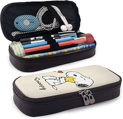 Amazon Snoopy スヌーピー ペンケース サイズ ９ ４cm レザー コンパクト ポーチ ペン立て ツールペンケース 大容量 人気 かわいい おしゃれ シンプル 文具ホルダー ポータブル 革製 耐久性 筆箱 高級感 軽量 撥水 清潔簡単 ペンポーチ 多機能 筆袋 男女兼用