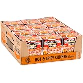 Maruchan Instant Lunch Ramen Noodles, Hot &amp; Spicy Chicken Flavor &ndash; Japanese-Style Instant Noodle Soup, Easy Meal Ready in 3 Minutes &ndash; 2.25 Oz. (12 Pack)