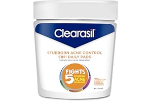 Clearasil Stubborn Acne Control 5in1 Daily Facial Cleansing Pads, with Salicylic Acid Acne Treatment Medicine, 90 Count