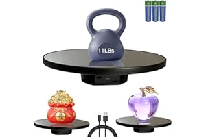 JAYEGT Motorized Rotating Display Stand, 10inch /4.4Lbs Load ,Mirror Cover ，360 Degree Electric Rotating Turntable ,Cup Displ