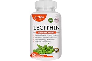 AAMATEC LIFE Soy Lecithin 1200mg Capsules Supplement for Heart, Liver & Brain Health – Supports Immune System, Brain Function & Metabolism - Non-GMO & Made in The USA- 100 Capsules / 1200mg