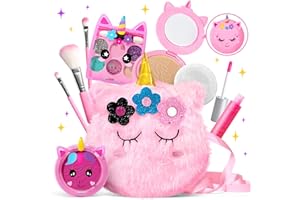 ULOVEME Kids Makeup Kit for Girl with Pink Coin Purse(5.5x5.25in) - Washable Real Cosmetic, Safe & Non-Toxic Little Girl Makeup Set for 3-12 Year Old Kids Toddler Girl Toys Christmas & Birthday Gift