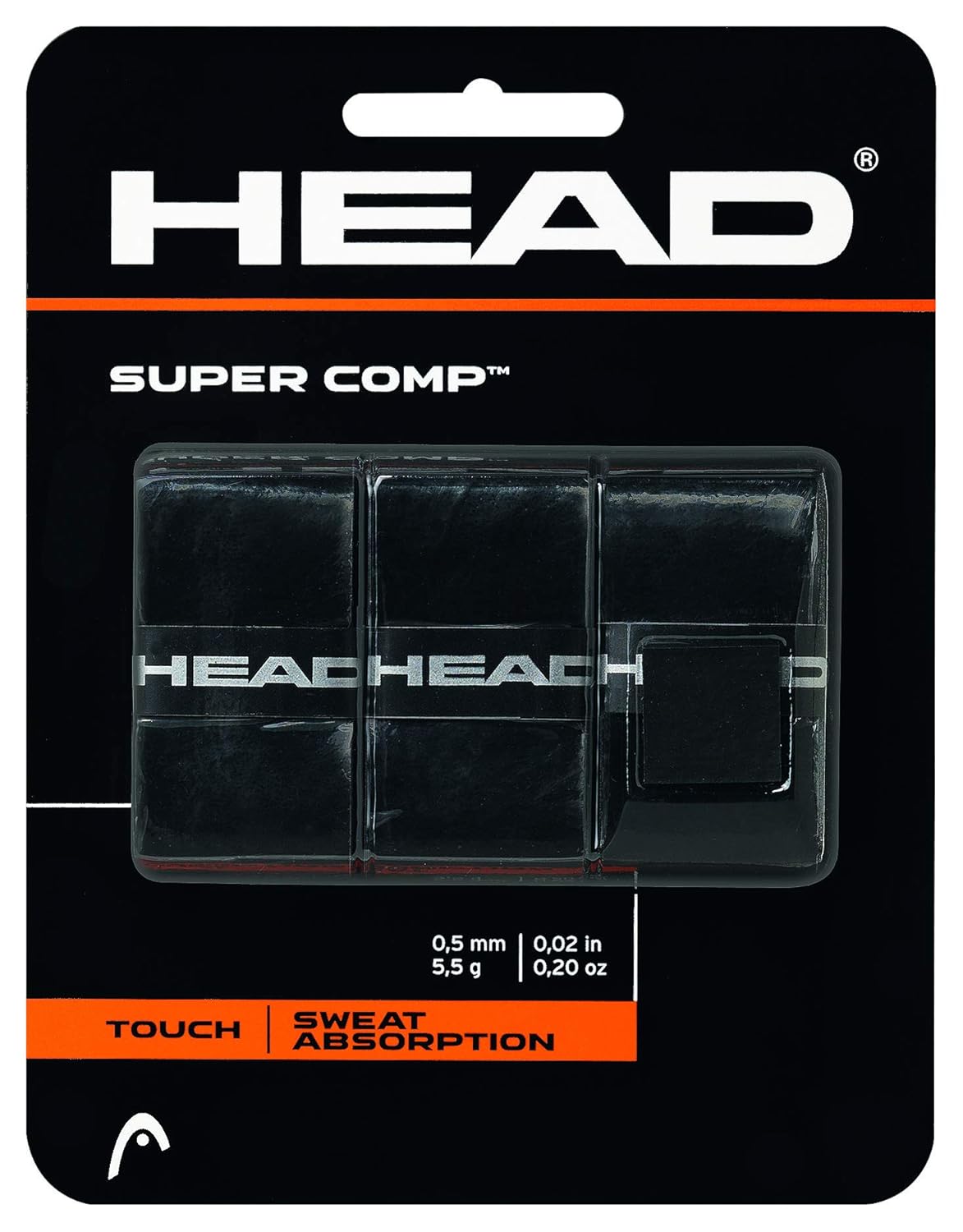 Head Super Comp Overgrip, color negro, tamaño 3 unidades: Amazon.es: Deportes y aire libre