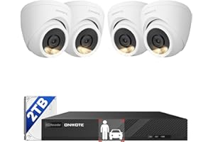 ONWOTE 8 Channel NVR PoE Security Camera System, 4X 6MP Wired Outdoor IP Cameras, AI Human Vehicle Detection Tigger Color Night Vision, 122° FoV, 8CH 4K 8MP NVR 2TB, CCTV Kit for Home Businesses