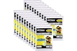 KINGORIGIN 20 Piece Plastic Drop Cloth, 9 X 12 Feet Multi Use Clear Drop Cloth, Painting Tarp Waterproof & Dust-Proof, Plastic Tarp for Painting, Floor, Furniture Cover (20)