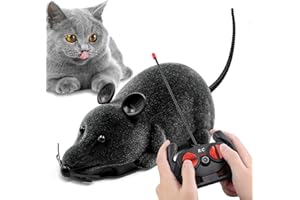 Aerbee Remote Control Rat Toy, Electronic RC Mouse Toy Emulation Flocking Rat Toy Interactive Cat Toys Pet Toys Funny Wireles