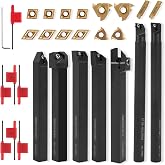 Gluwoer Indexable Lathe Turning Tool 1/2" 12mm Shank 21PCS Kit for Turning | 7PCS Metal Lathe Tools Holder 14PCS Carbide Insert for Boring Grooving Cutting Threading