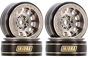 INJORA 1.0 Plus Brass Beadlock Wheel Rims 4PCS 12-Spoke Wheels for TRX4M SCX24 FCX24 1/24 1/18 RC Crawler, 42g/pcs(Grey)