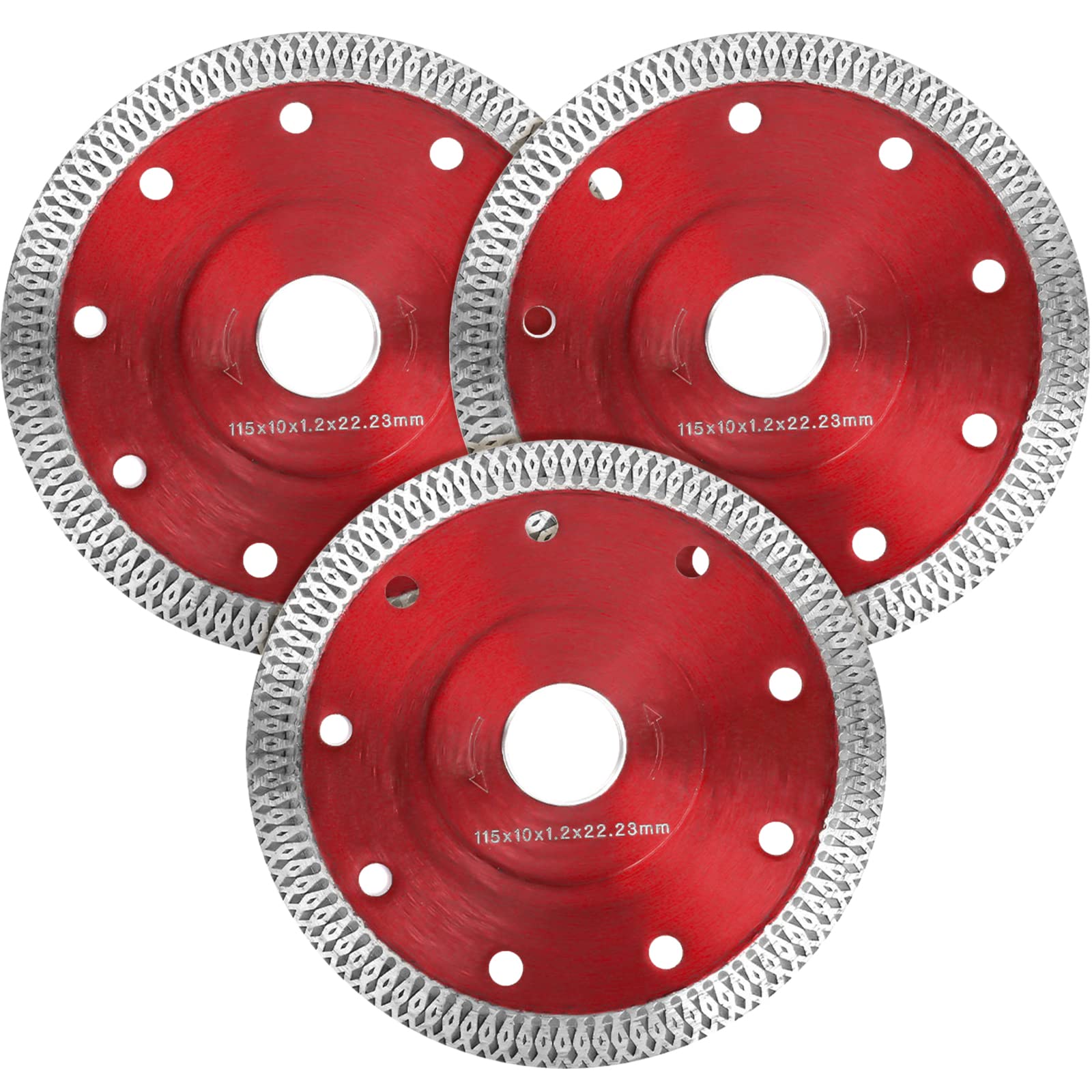 3PCS Diamond Saw Blades 115mm/4.5" Ultra Thin Cutting Disc for Angle Grinder Cutting Porcelain Tiles, 4.5" Wheel Disc Cut on Granite, Marble, Concrete, Tiles, Ceramics (Red)