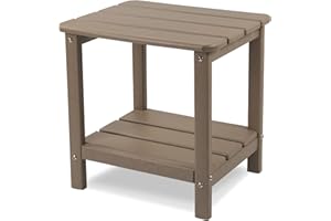 realife Outdoor Adirondack Side Table, Rectangular End Table for Patio, Garden, Porch and Indoor, Taupe