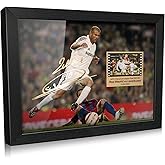 ORIMAMI Signed Soccer Ball Zinedine Zidane Photo Framed Poster with 1x35mm Memorabilia Film Display,Cool Zinedine Zidane Gifts for Fans- 8x6 Inches
