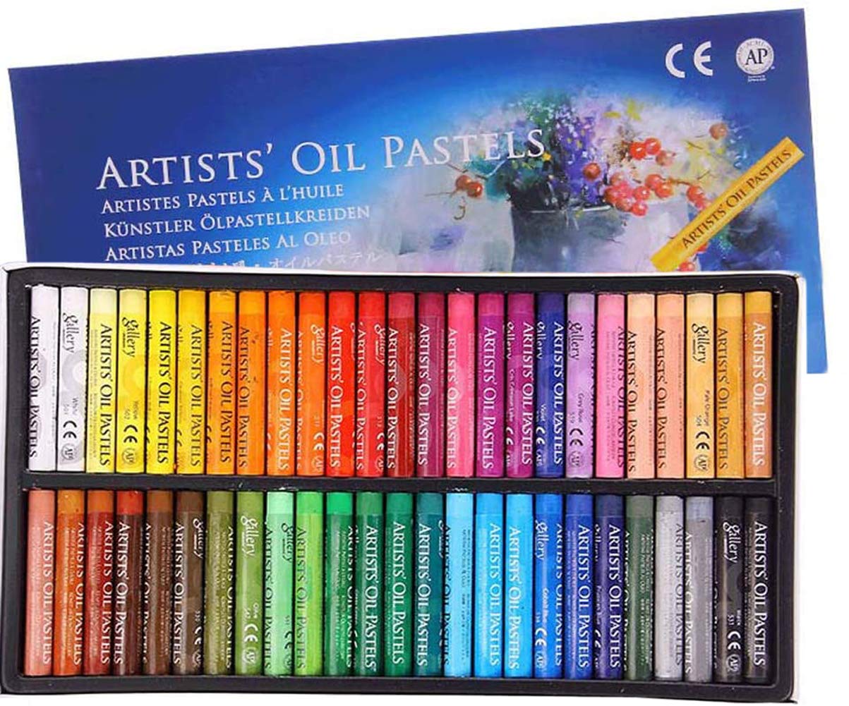 Professional Soft Oil Pastel Set Painting Chalk Oil Pastels for Graffiti Art Washable Soft Drawing Round Oil Pastels Crayons for Artist, Student, Assorted Colors (Pastel 50 pcs)
