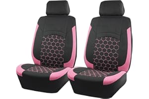 AUTOKING Front Seat Covers for Car,Honeycomb Embroidery Car Seat Covers Two Front Seats Only,Universal Fit Sedans,Cars,Vans,SUV,Truck (Pink)